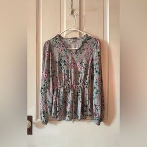 ANDREE BY UNIT Pink and Green Floral Blouse